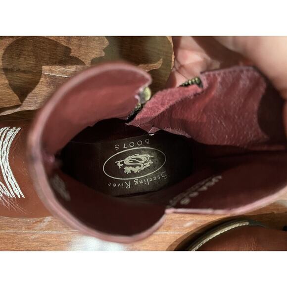 Sterling River Womens 6.5 Brown Embroidered R-Toe Western Cowgirl Boots Booties - Picture 9 of 10